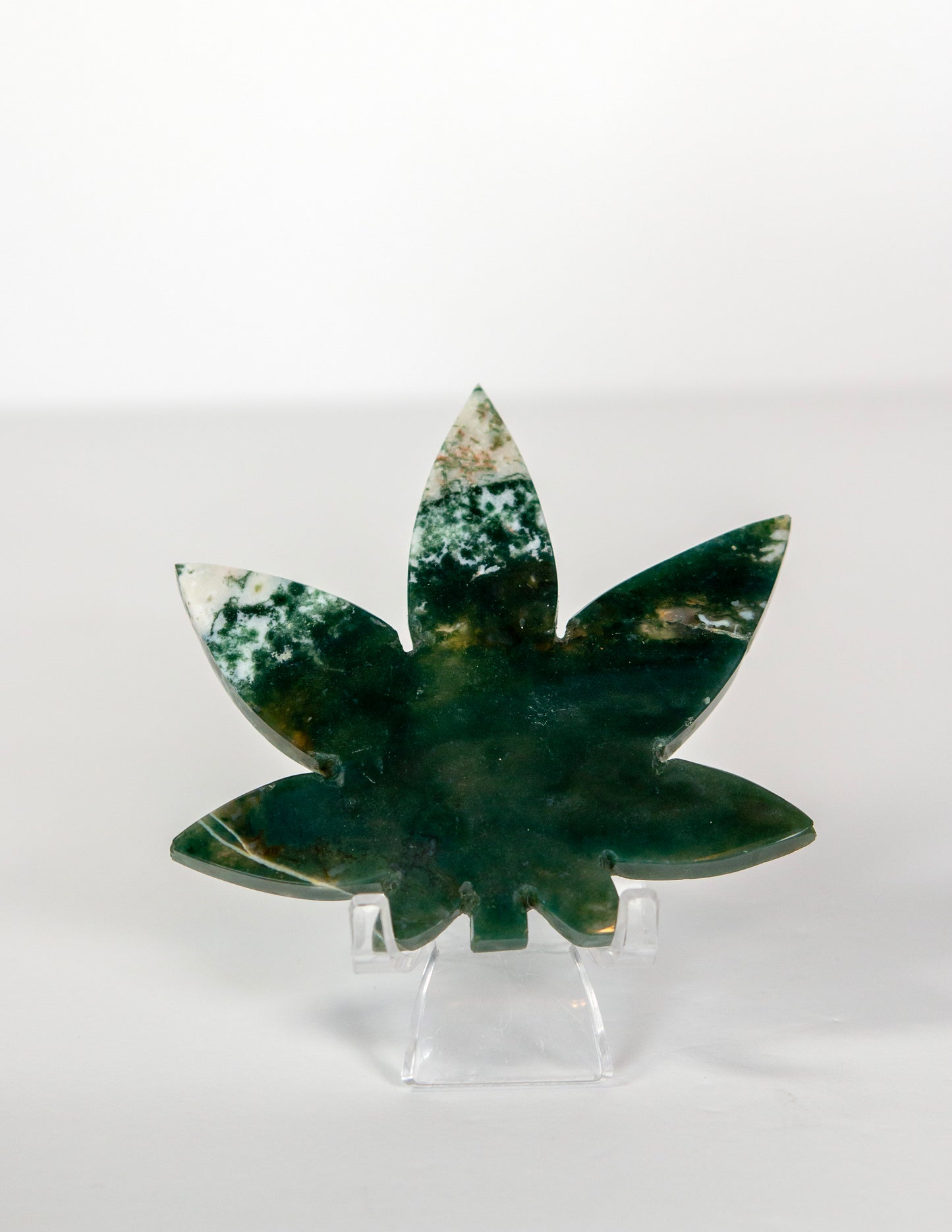 Moss Agate Cannabis Leaf
