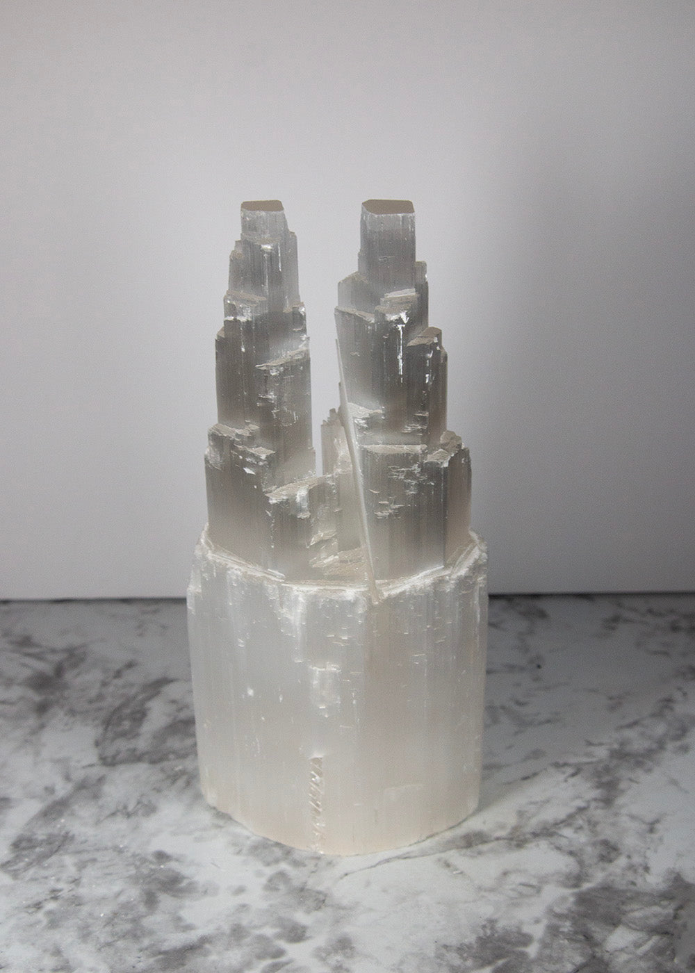 Selenite Twin Tower Lamp