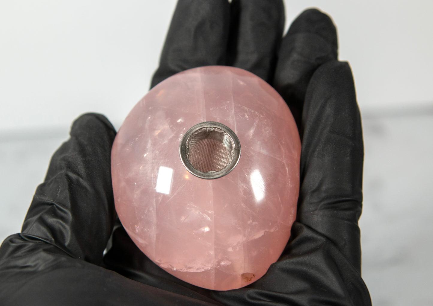 Rose Quartz Palm Pipe